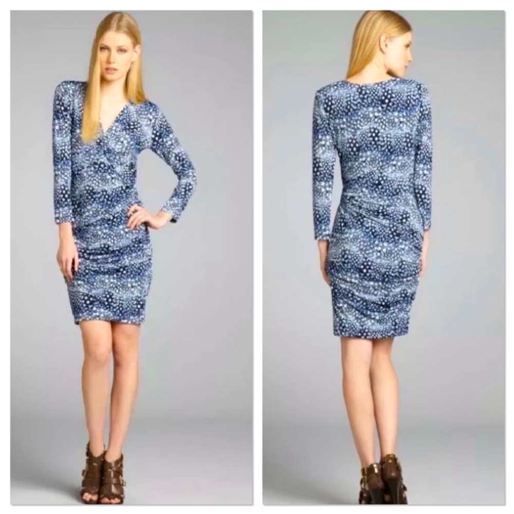 BCBGMaxAzria Navy Blue & White Ray Dress